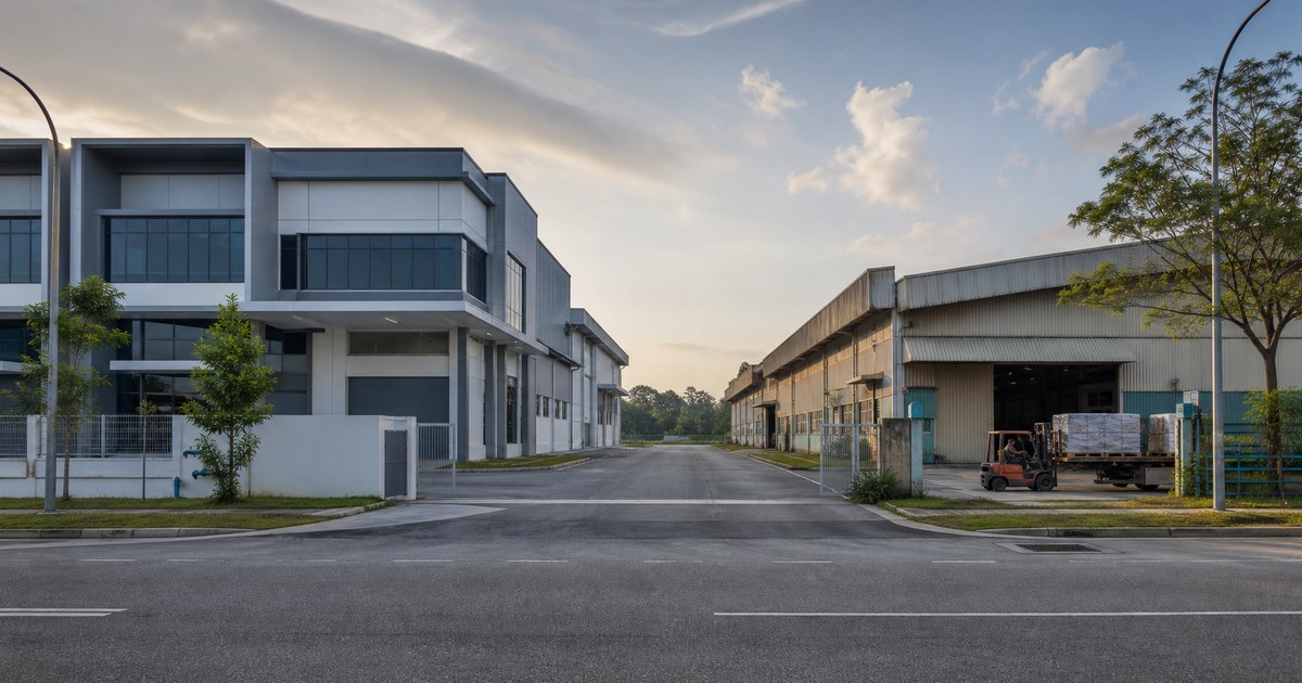 New and existing industrial factories side by side in Selangor