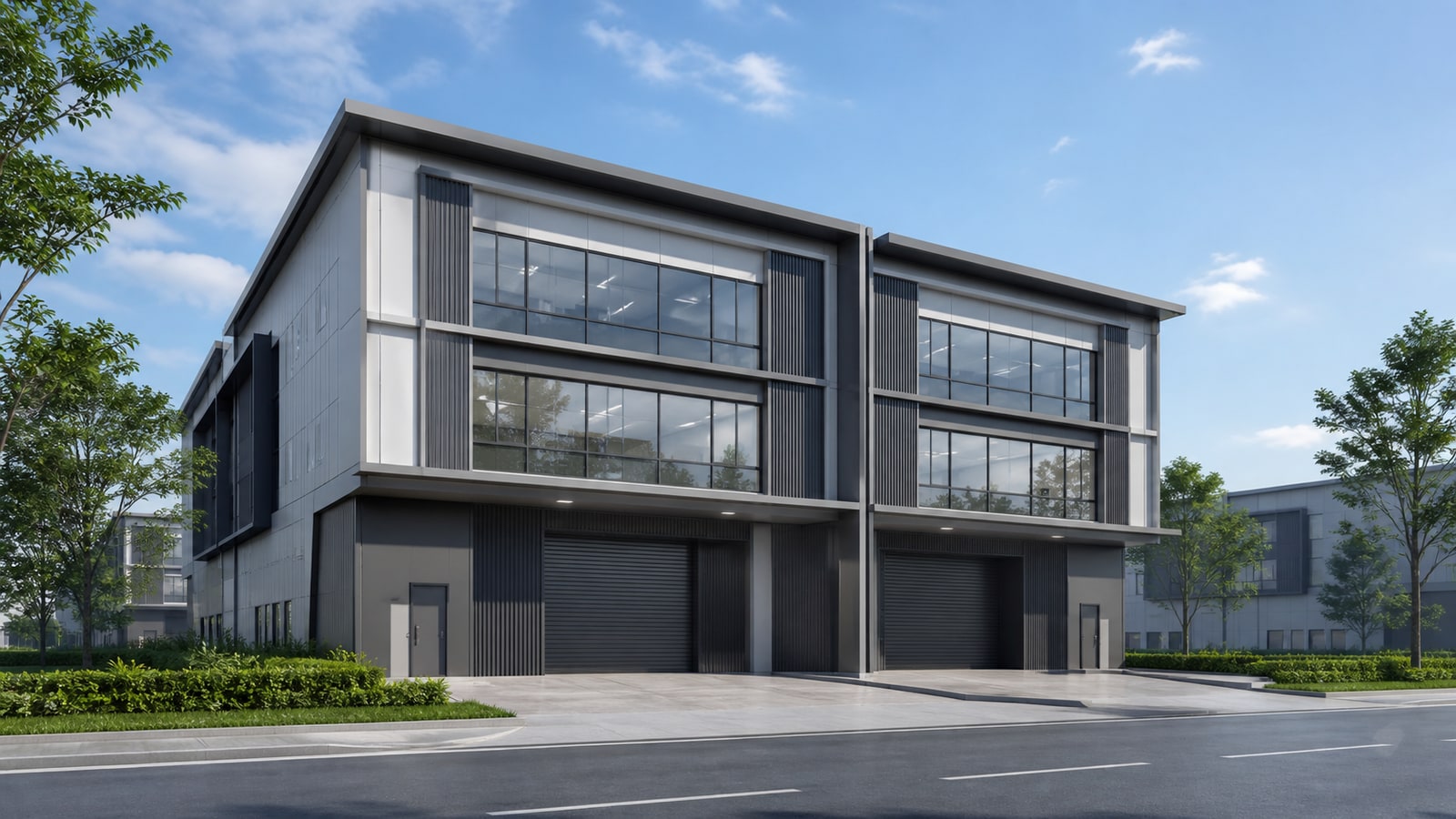 Semi-D Factory in Bukit Raja — AI-generated conceptual illustration; not the actual development